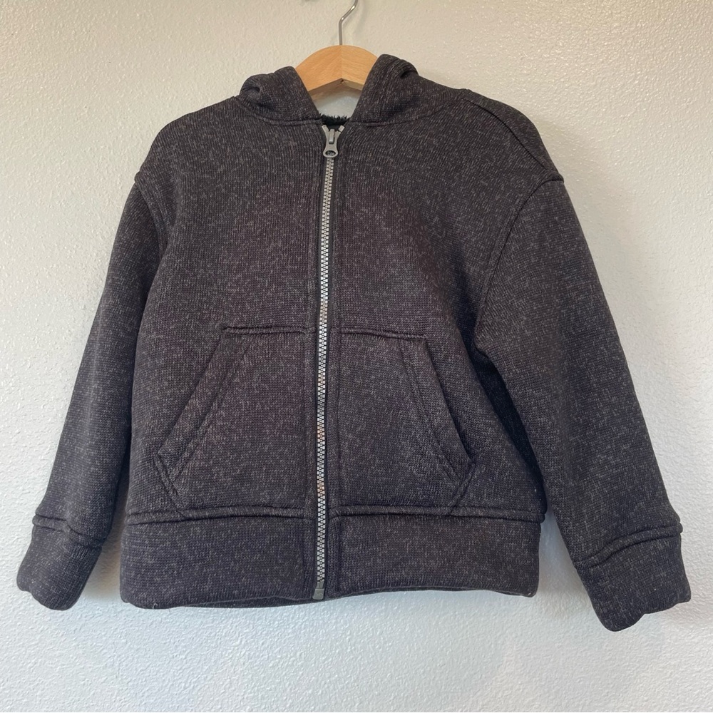 Old Navy Boys Black Bonded Sherpa Lined Zip Hoodie Jacket Sweater Size XS 5